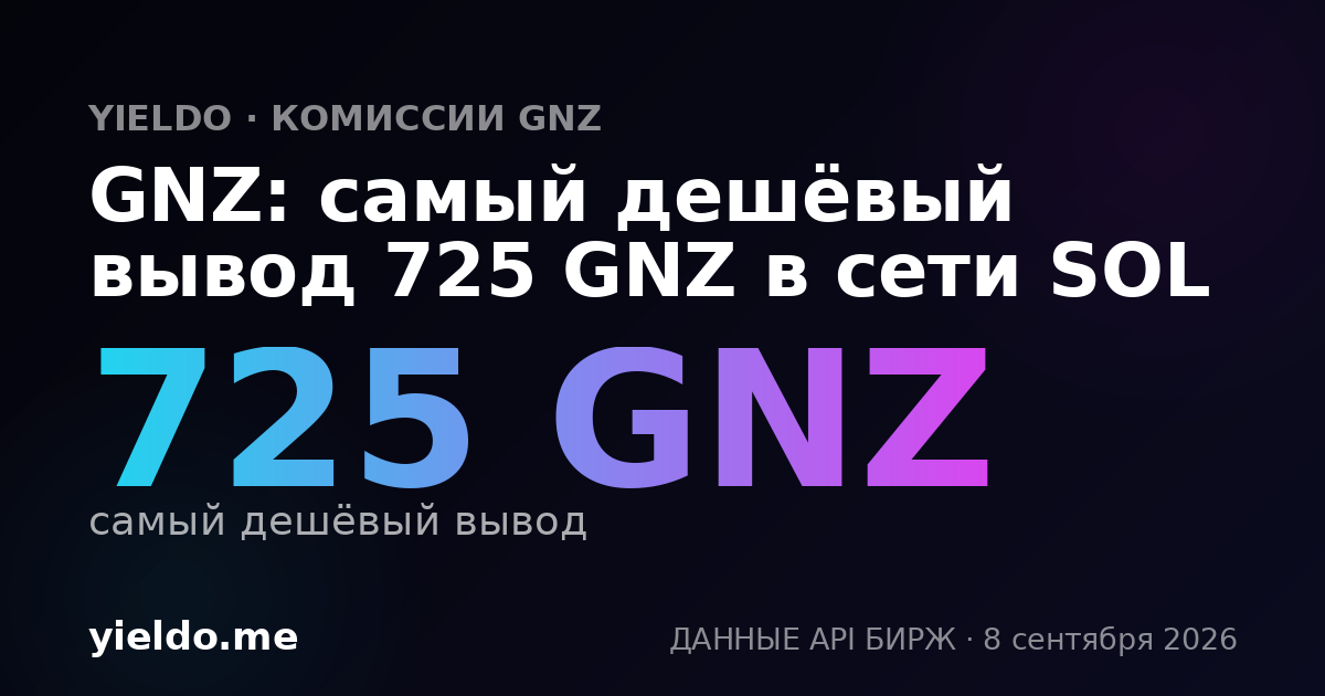 GNZ: самый дешёвый вывод 725 GNZ в сети SOL