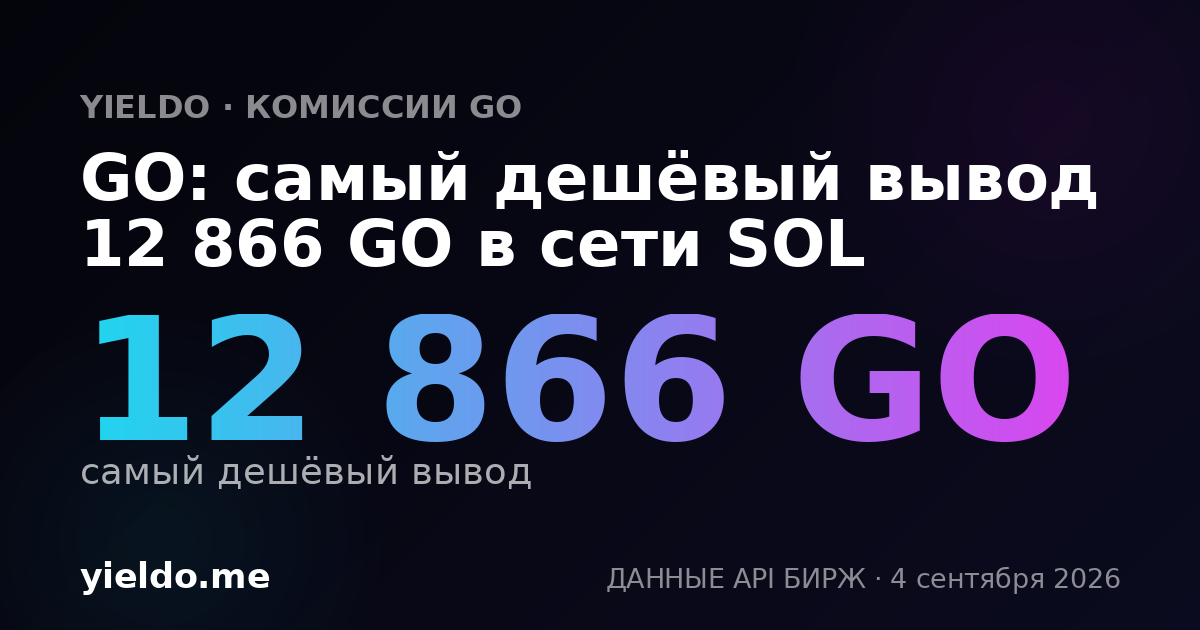 GO: самый дешёвый вывод 12 866 GO в сети SOL