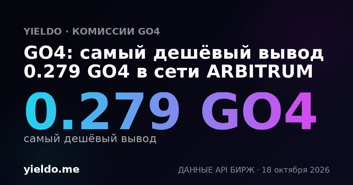 GO4: самый дешёвый вывод 0.279 GO4 в сети ARBITRUM