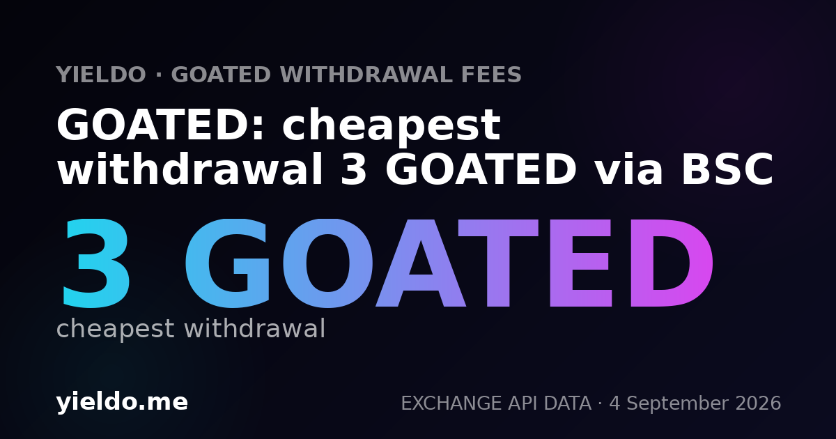 GOATED: cheapest withdrawal 3 GOATED via BSC