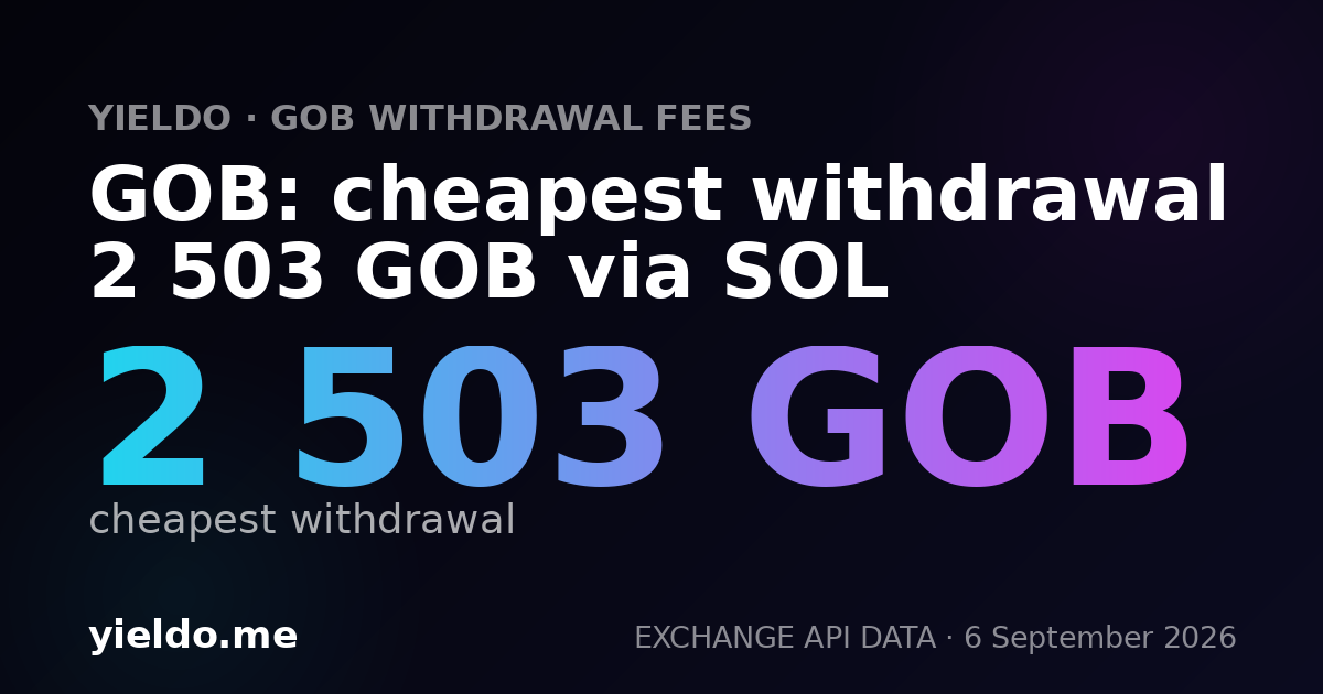 GOB: cheapest withdrawal 2 503 GOB via SOL