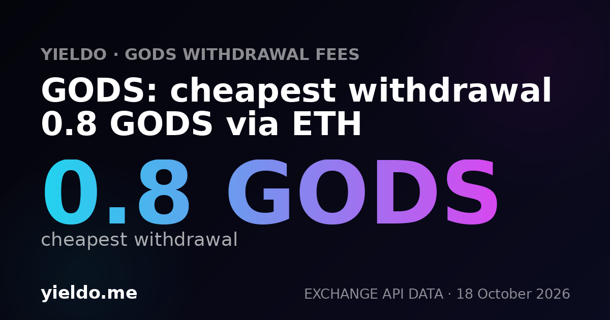 GODS: cheapest withdrawal 0.8 GODS via ETH