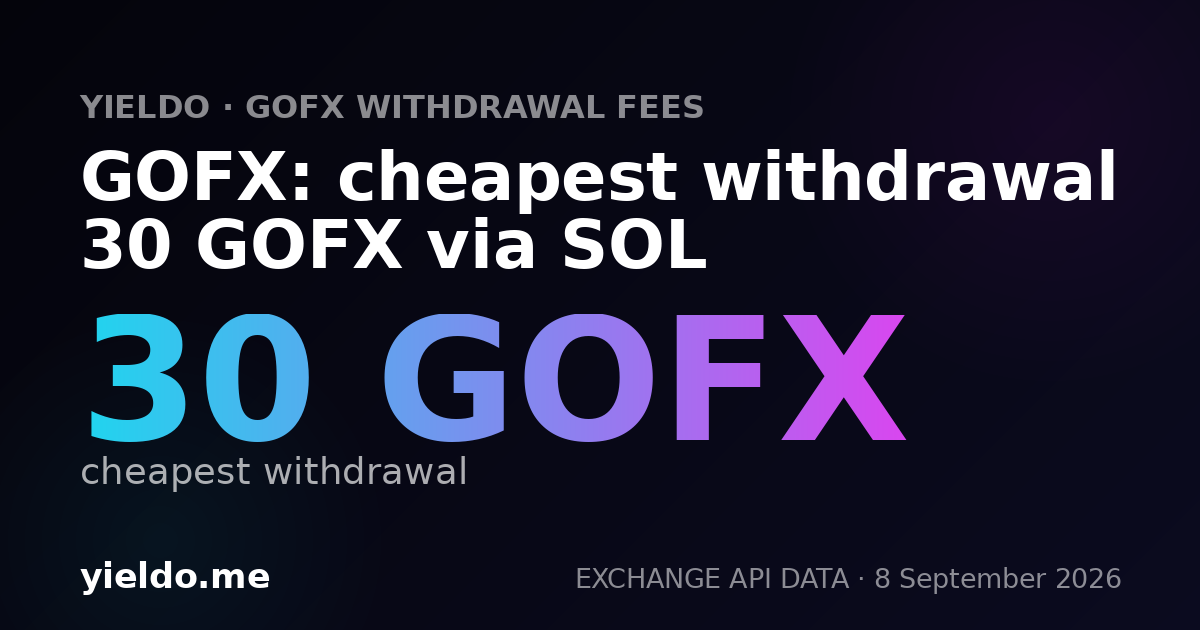 GOFX: cheapest withdrawal 30 GOFX via SOL