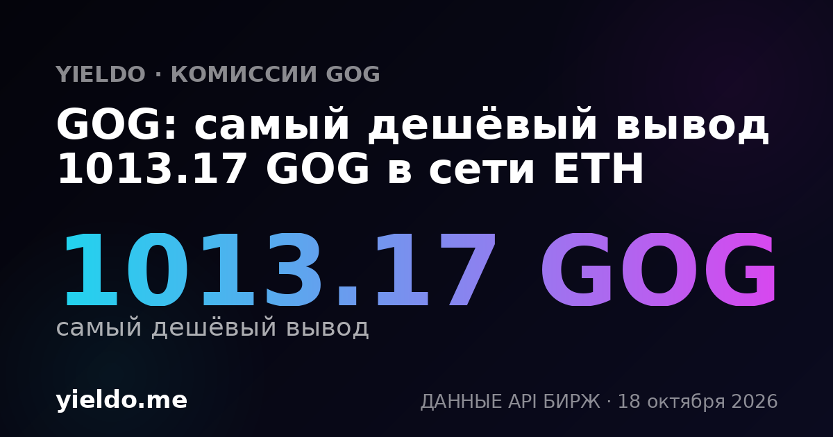 GOG: самый дешёвый вывод 1013.17 GOG в сети ETH