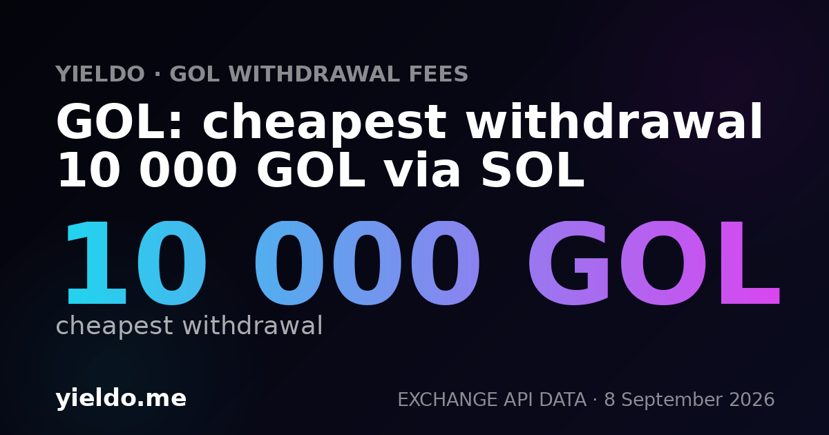 GOL: cheapest withdrawal 10 000 GOL via SOL