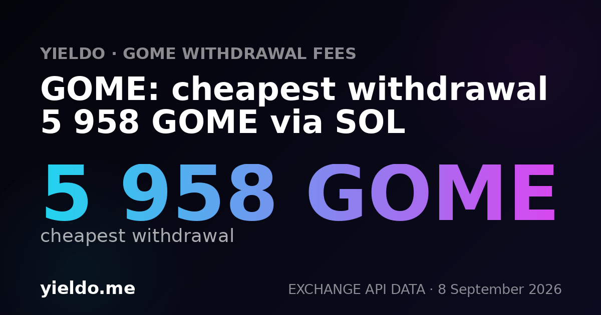 GOME: cheapest withdrawal 5 958 GOME via SOL