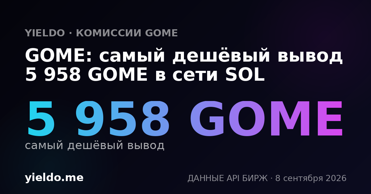 GOME: самый дешёвый вывод 5 958 GOME в сети SOL