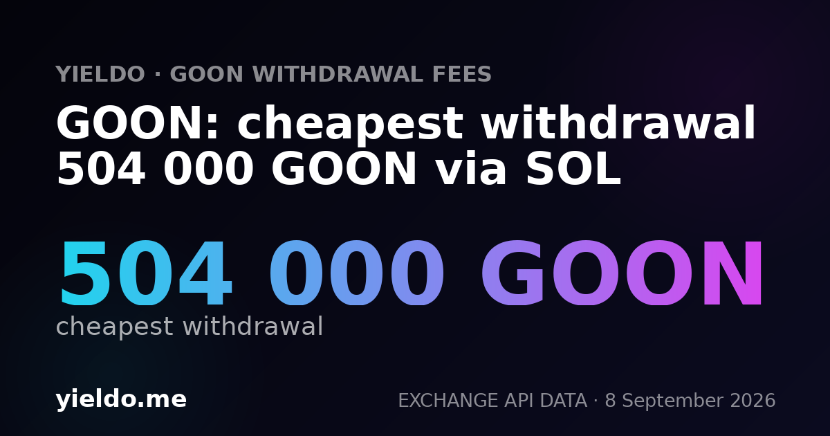 GOON: cheapest withdrawal 504 000 GOON via SOL