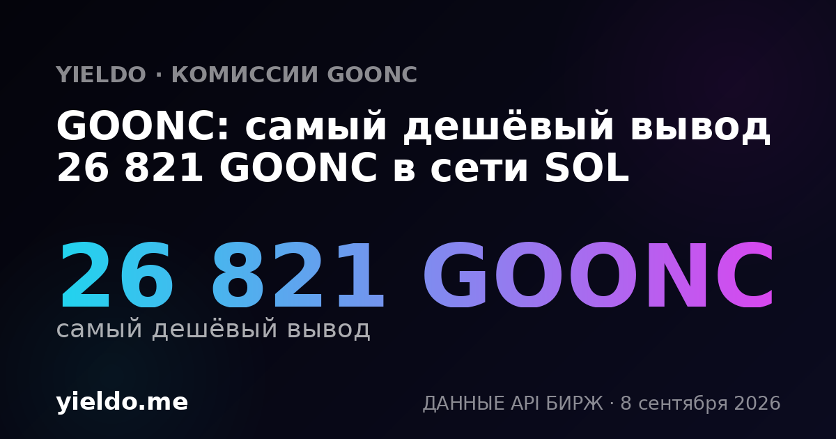 GOONC: самый дешёвый вывод 26 821 GOONC в сети SOL