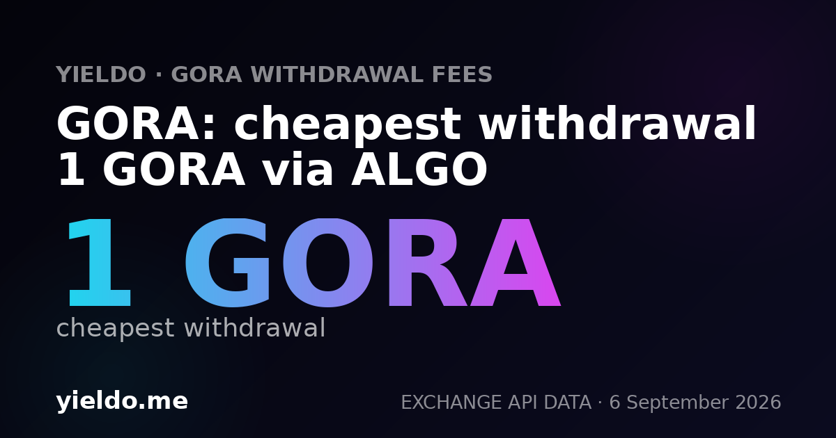 GORA: cheapest withdrawal 1 GORA via ALGO