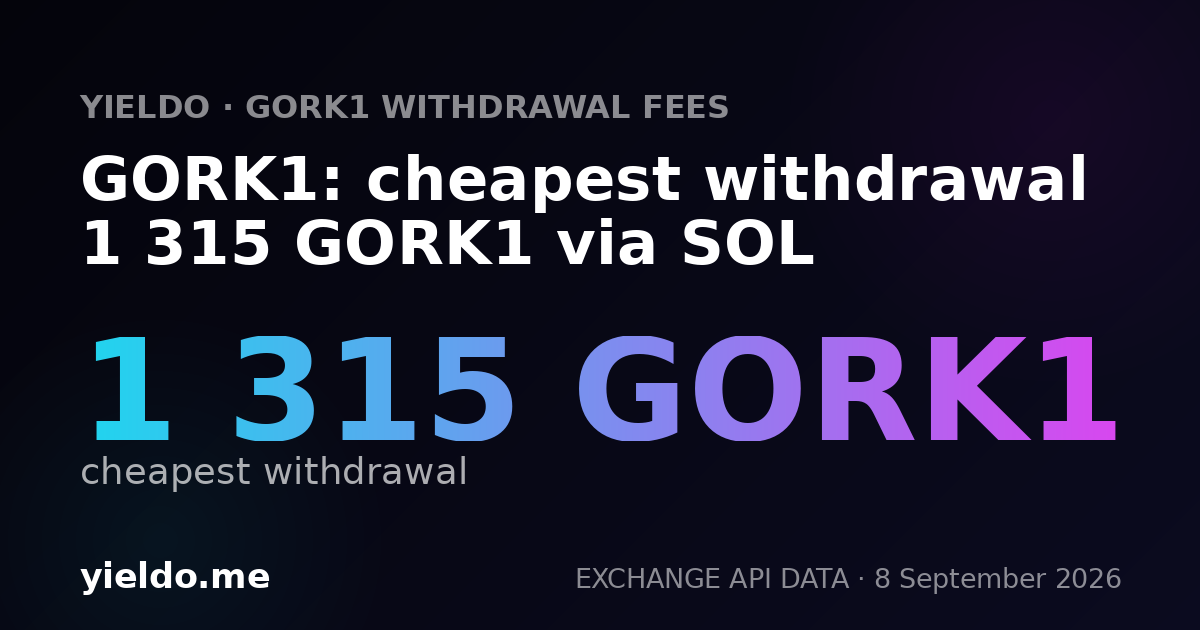 GORK1: cheapest withdrawal 1 315 GORK1 via SOL