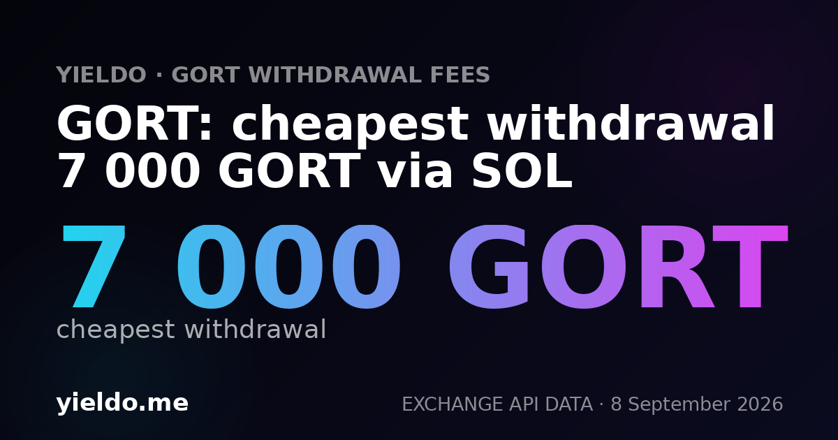 GORT: cheapest withdrawal 7 000 GORT via SOL