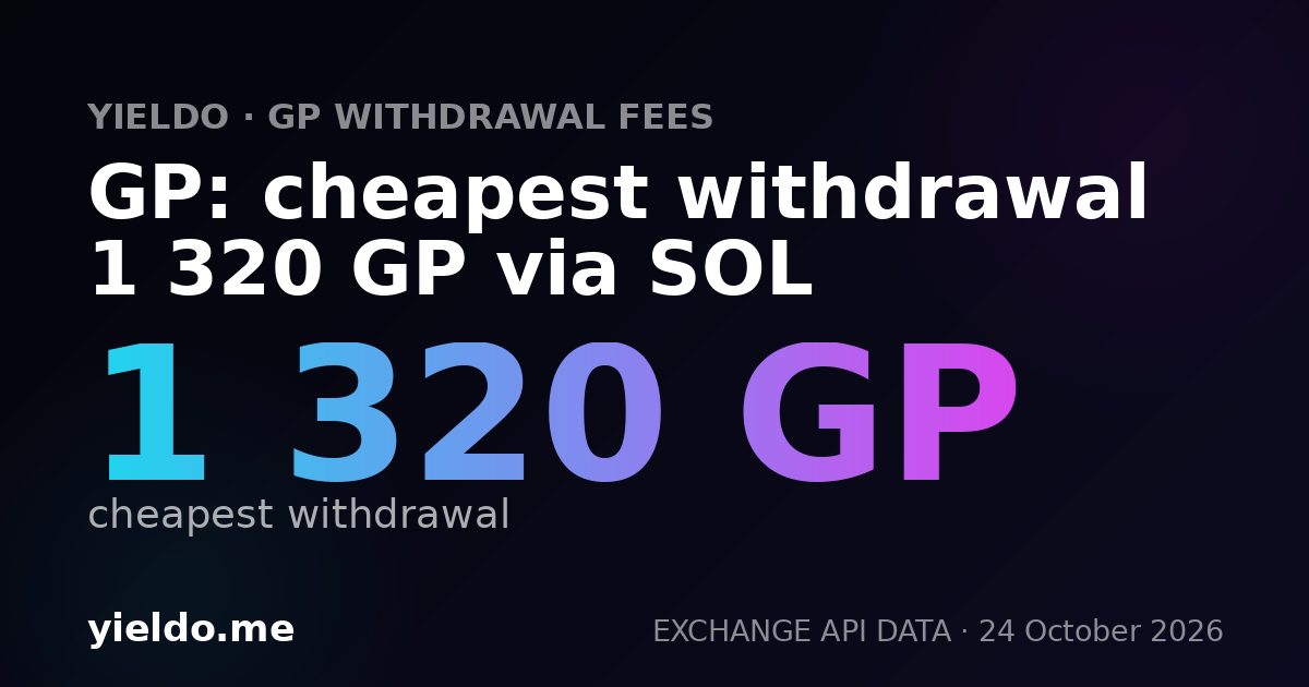 GP: cheapest withdrawal 1 307 GP via SOL