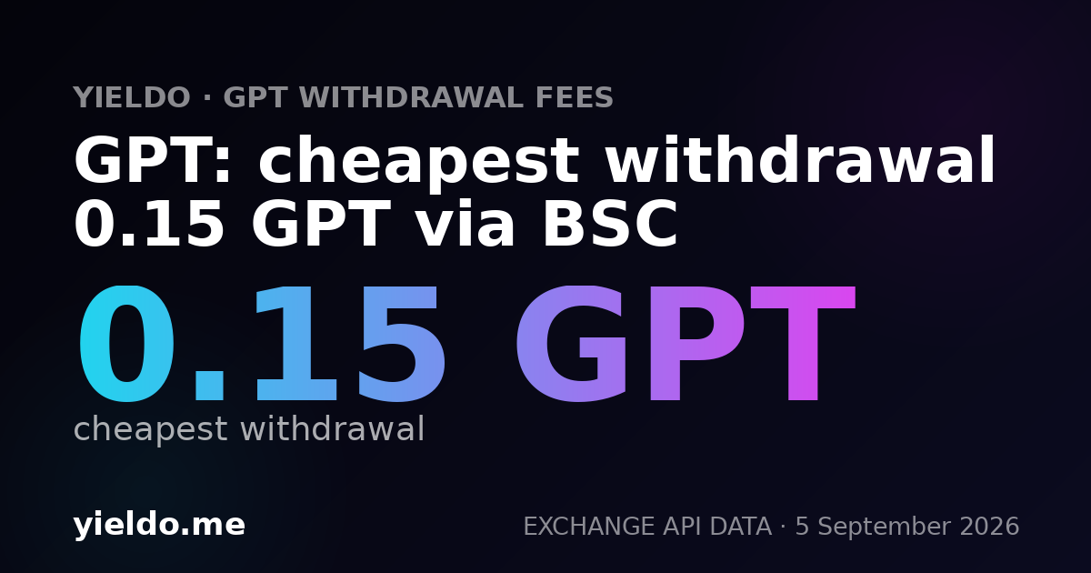 GPT: cheapest withdrawal 0.15 GPT via BSC