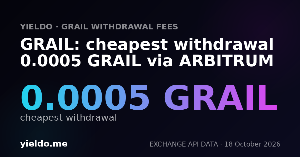 GRAIL: cheapest withdrawal 0.0005 GRAIL via ARBITRUM