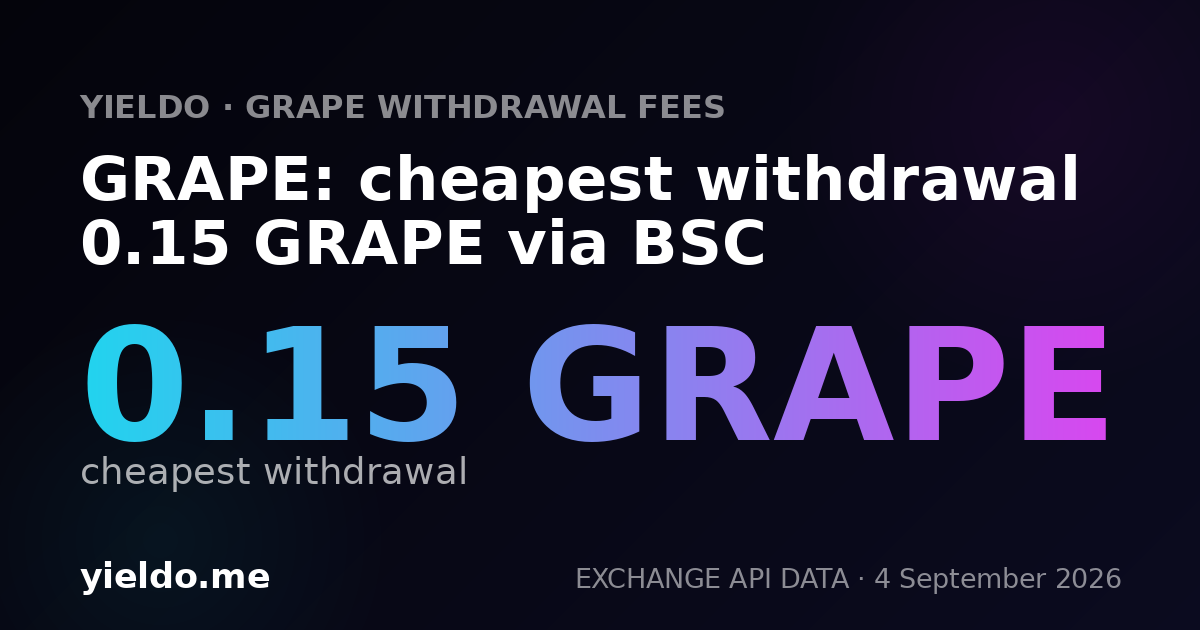 GRAPE: cheapest withdrawal 0.15 GRAPE via BSC