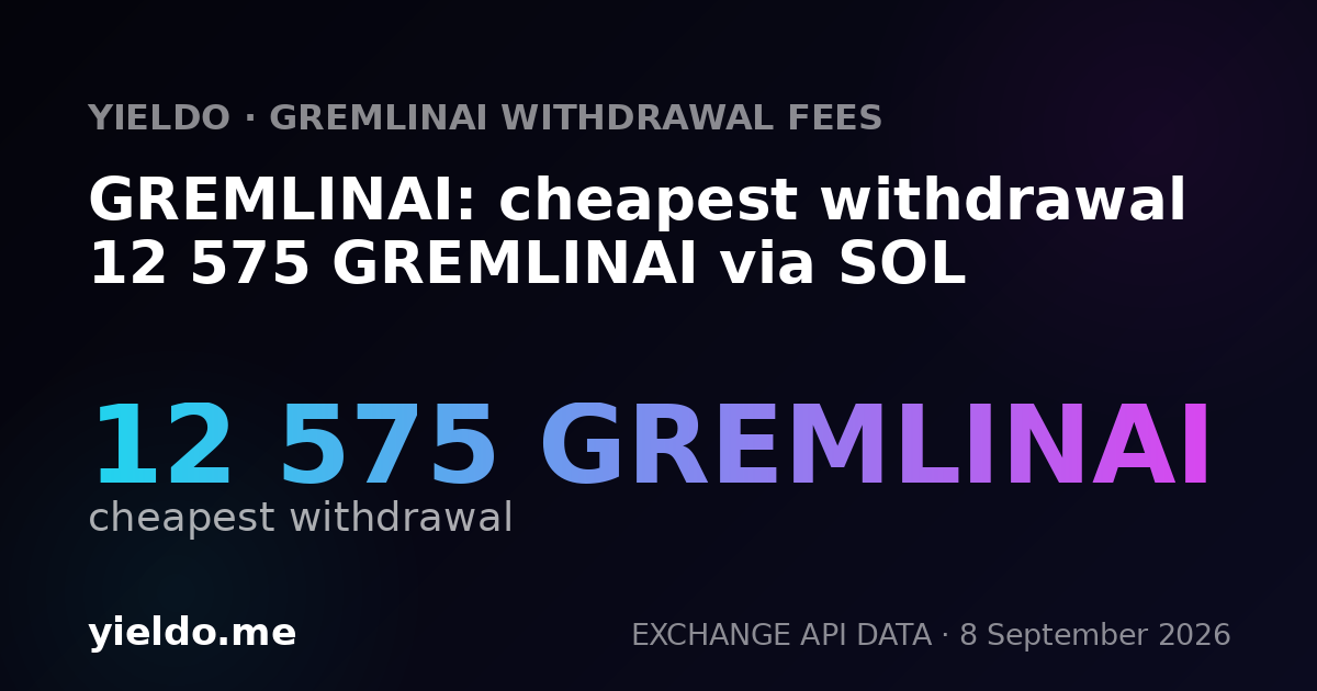 GREMLINAI: cheapest withdrawal 12 575 GREMLINAI via SOL