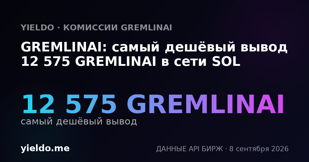 GREMLINAI: самый дешёвый вывод 12 575 GREMLINAI в сети SOL
