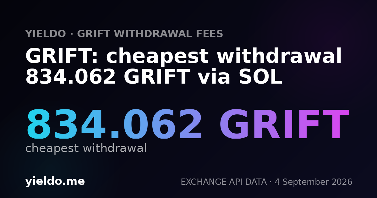 GRIFT: cheapest withdrawal 834.062 GRIFT via SOL