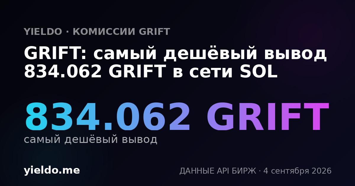GRIFT: самый дешёвый вывод 834.062 GRIFT в сети SOL