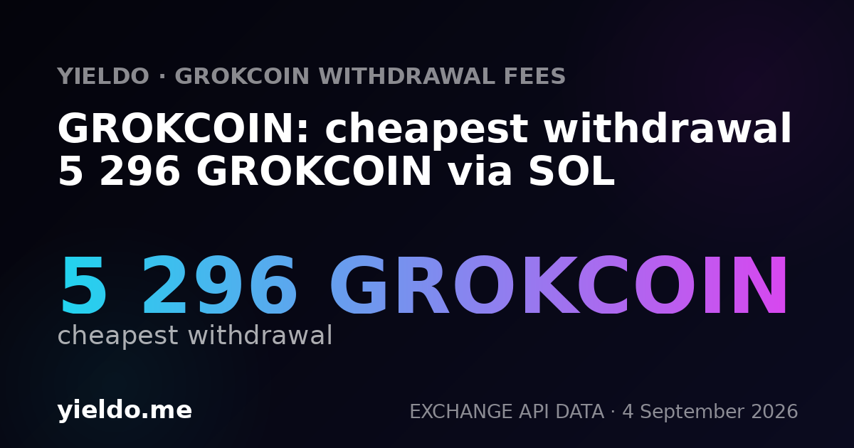 GROKCOIN: cheapest withdrawal 5 296 GROKCOIN via SOL