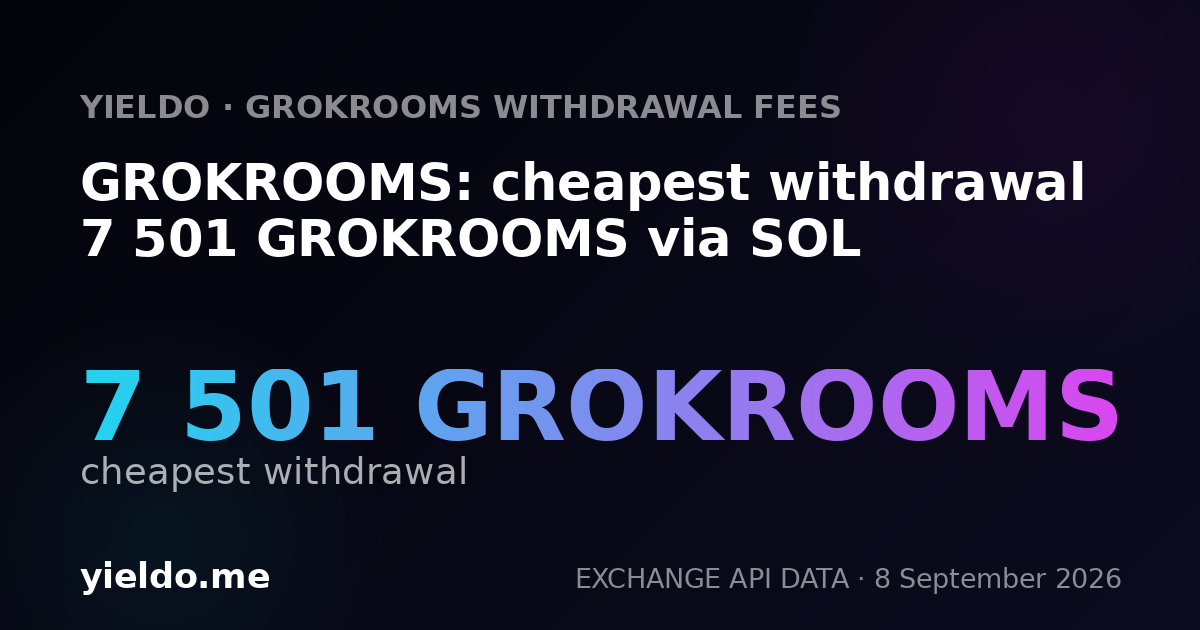 GROKROOMS: cheapest withdrawal 7 501 GROKROOMS via SOL