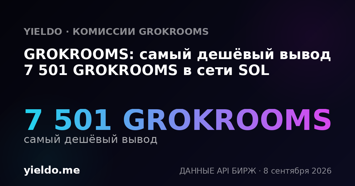 GROKROOMS: самый дешёвый вывод 7 501 GROKROOMS в сети SOL
