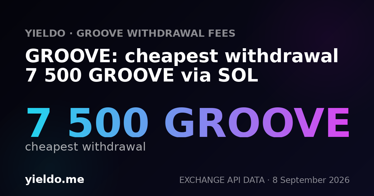 GROOVE: cheapest withdrawal 7 500 GROOVE via SOL