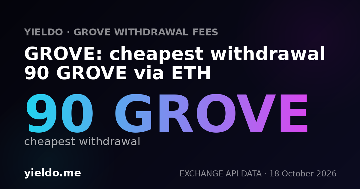 GROVE: cheapest withdrawal 30 GROVE via ETH