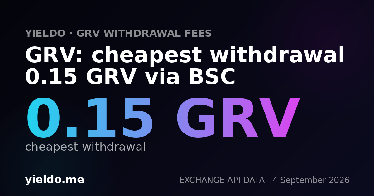 GRV: cheapest withdrawal 0.15 GRV via BSC