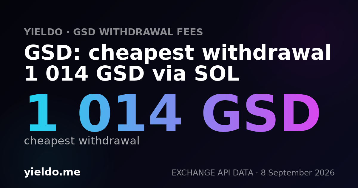 GSD: cheapest withdrawal 1 014 GSD via SOL
