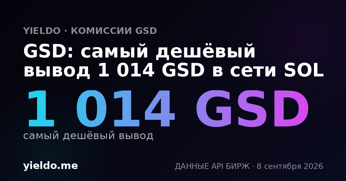 GSD: самый дешёвый вывод 1 014 GSD в сети SOL
