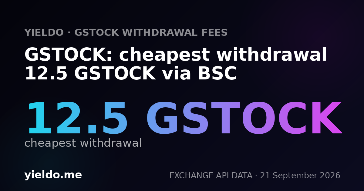 GSTOCK: cheapest withdrawal 12.5 GSTOCK via BSC