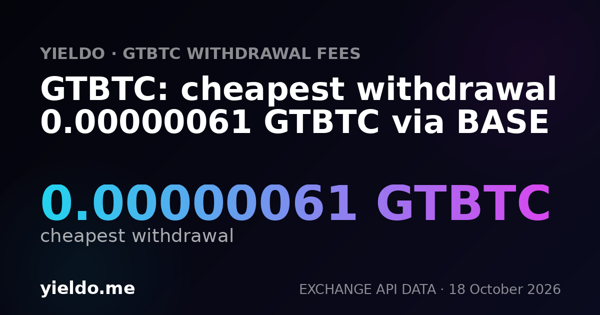 GTBTC: cheapest withdrawal 0.00000061 GTBTC via BASE