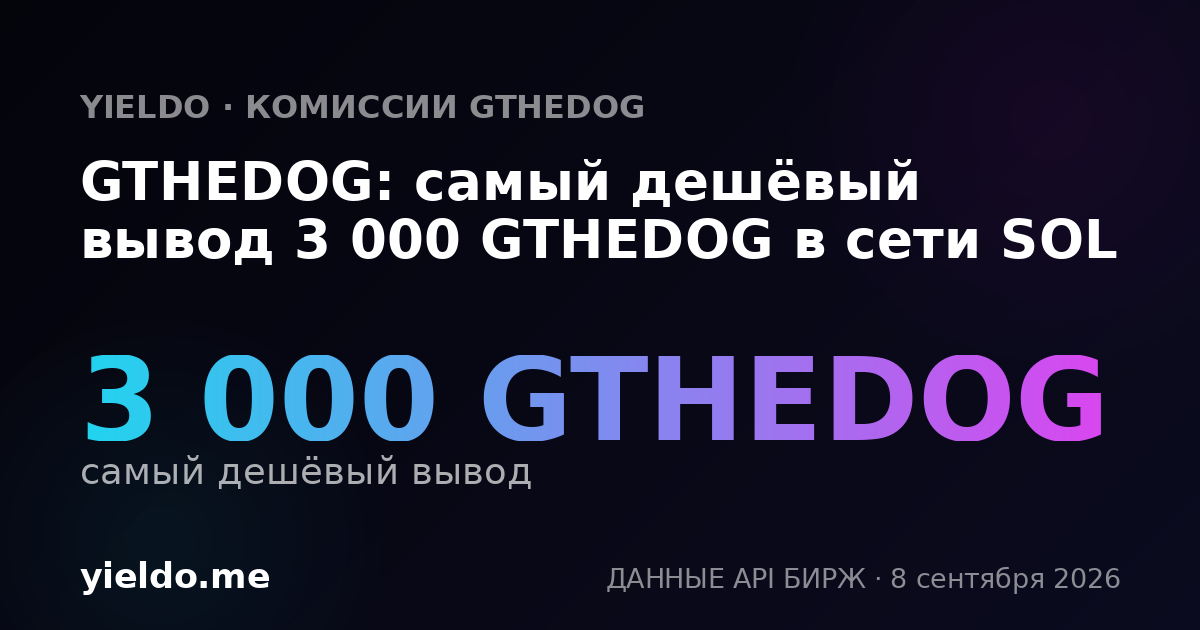 GTHEDOG: самый дешёвый вывод 3 000 GTHEDOG в сети SOL