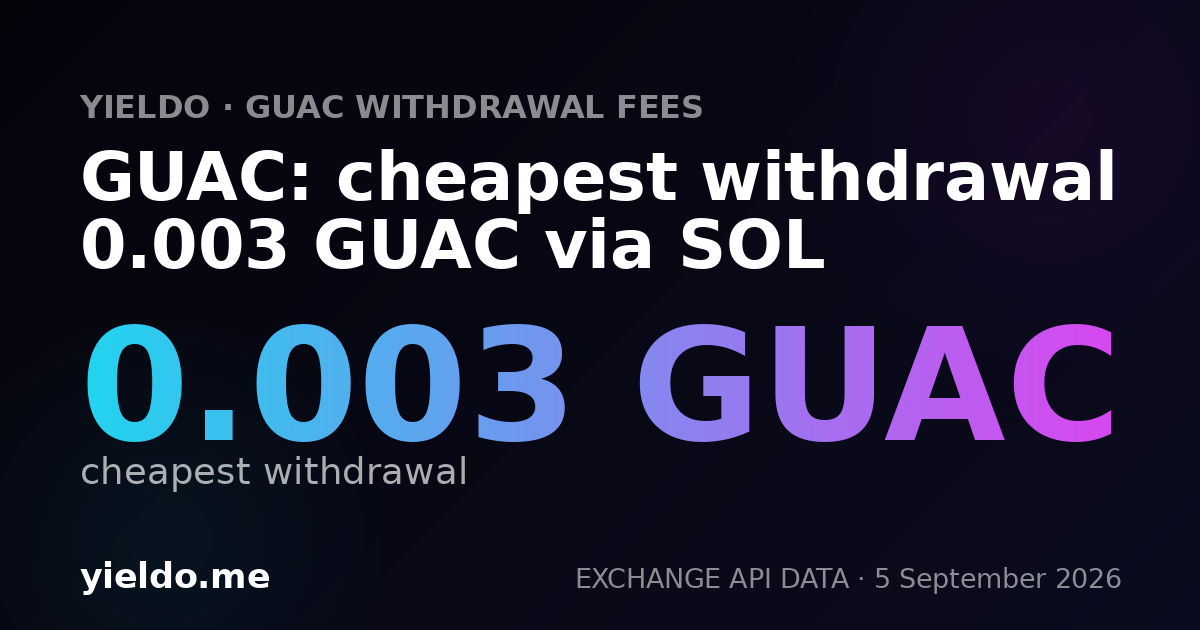 GUAC: cheapest withdrawal 0.003 GUAC via SOL