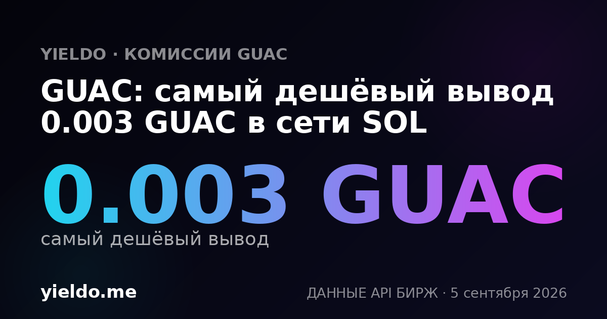 GUAC: самый дешёвый вывод 0.003 GUAC в сети SOL