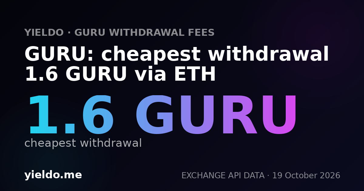 GURU: cheapest withdrawal 1.6 GURU via ETH
