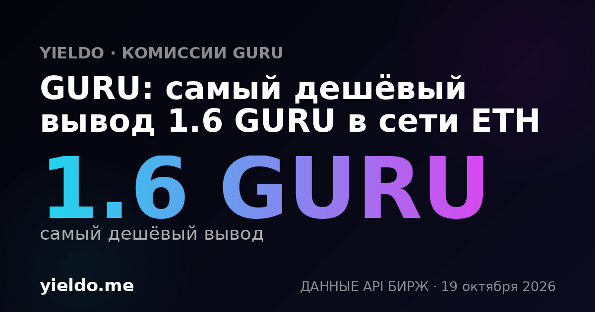 GURU: самый дешёвый вывод 1.6 GURU в сети ETH