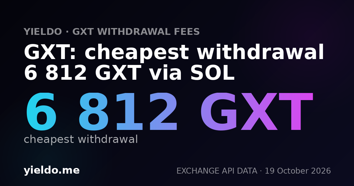 GXT: cheapest withdrawal 6 812 GXT via SOL