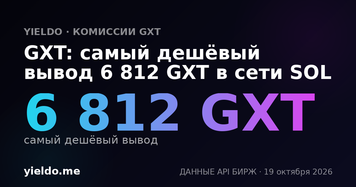 GXT: самый дешёвый вывод 6 812 GXT в сети SOL