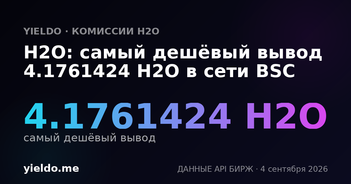 H2O: самый дешёвый вывод 4.1761424 H2O в сети BSC