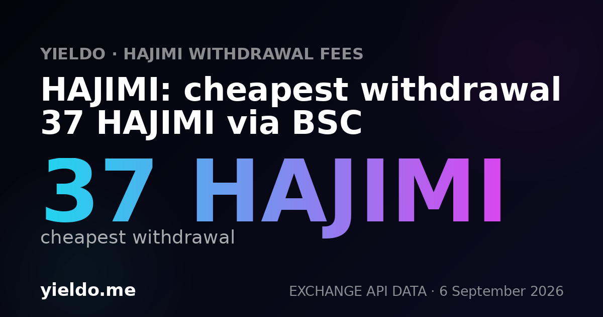 HAJIMI: cheapest withdrawal 37 HAJIMI via BSC