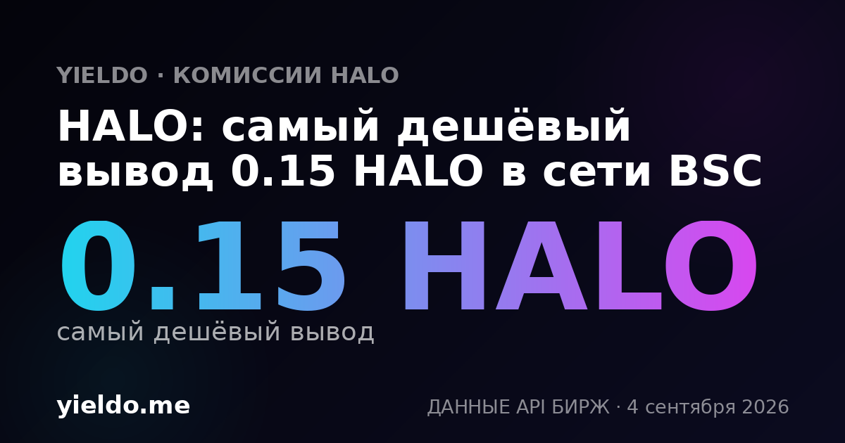 HALO: самый дешёвый вывод 0.15 HALO в сети BSC