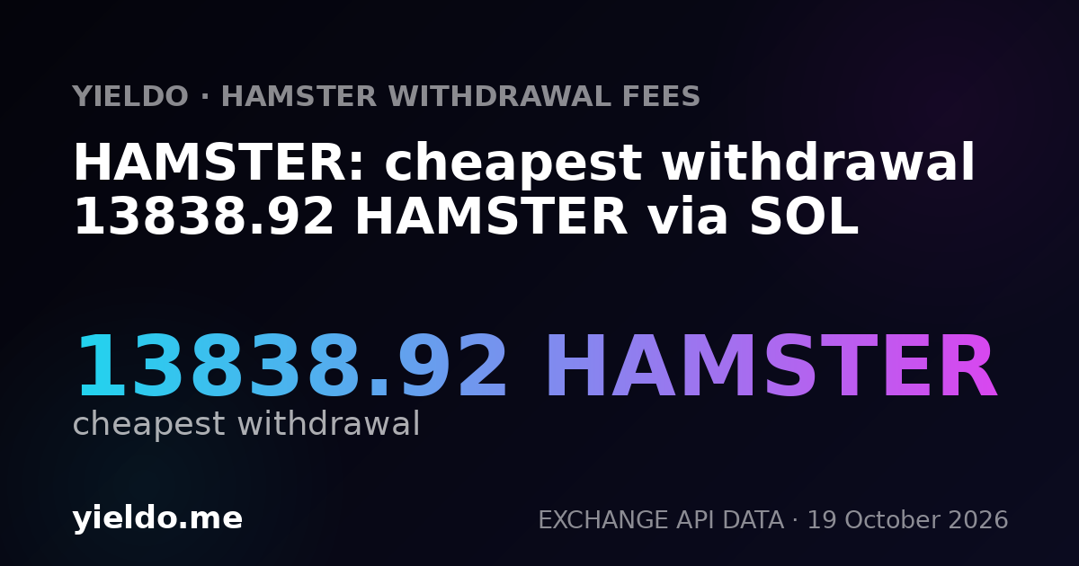 HAMSTER: cheapest withdrawal 13838.92 HAMSTER via SOL