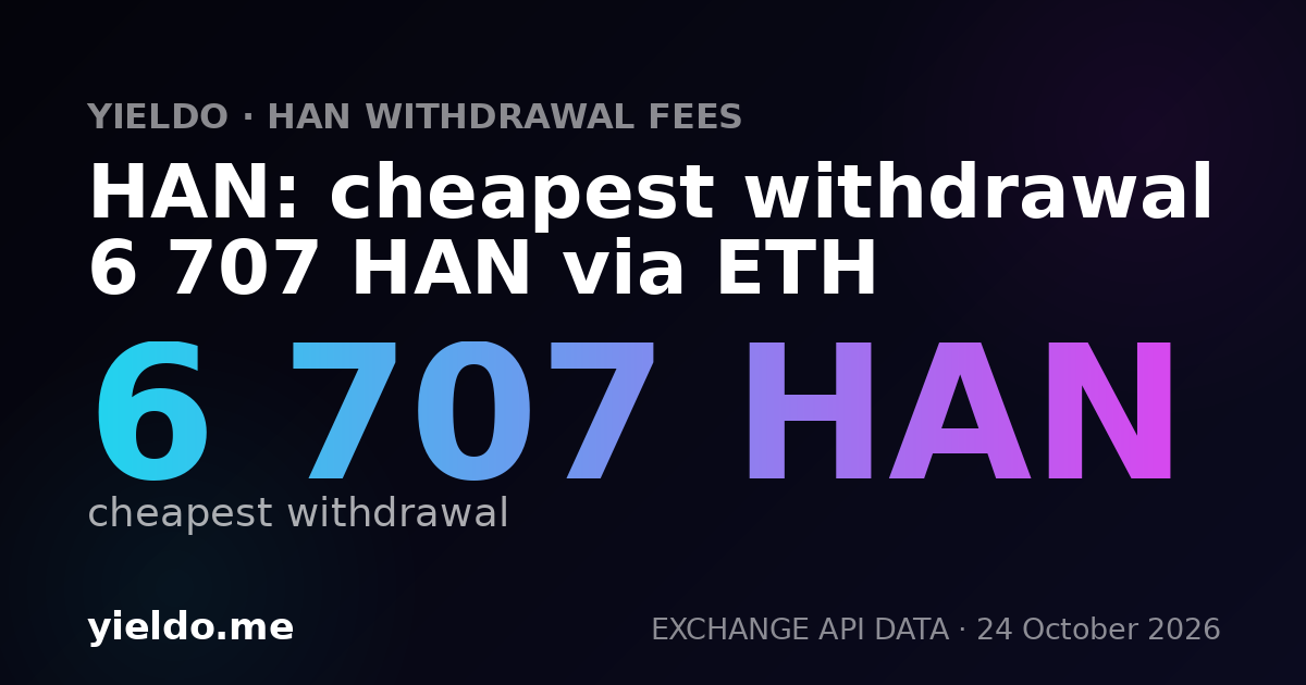 HAN: cheapest withdrawal 6 707 HAN via ETH