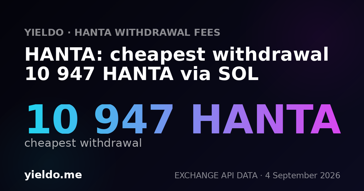 HANTA: cheapest withdrawal 10 947 HANTA via SOL