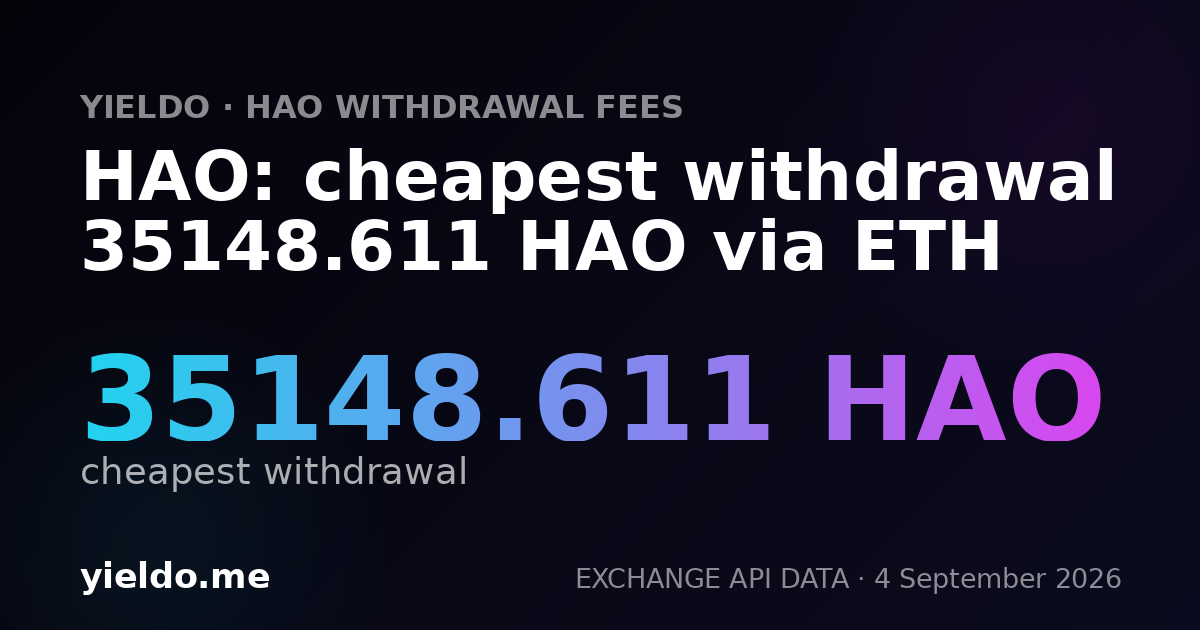 HAO: cheapest withdrawal 35148.611 HAO via ETH