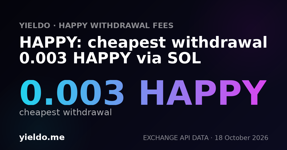 HAPPY: cheapest withdrawal 0.003 HAPPY via SOL