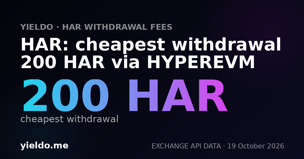 HAR: cheapest withdrawal 200 HAR via HYPEREVM